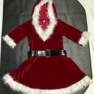 Woman’s Santa Dress with Hood and Black Belt-1xLarge & 1xMedium